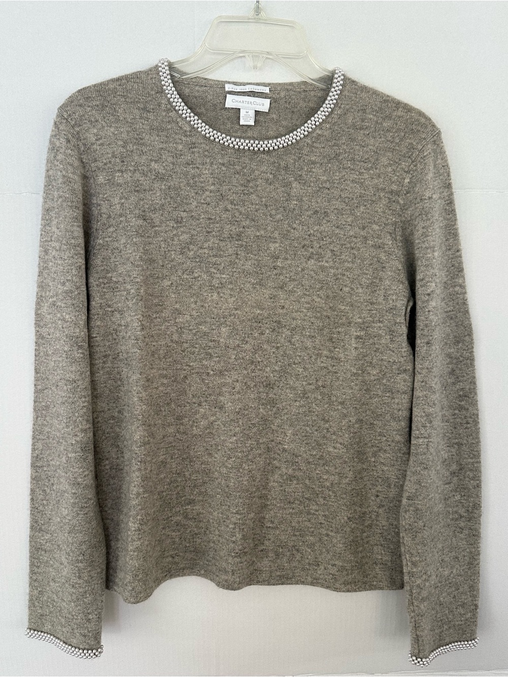 Charter Club Pearl Gray 100% Cashmere Sweater